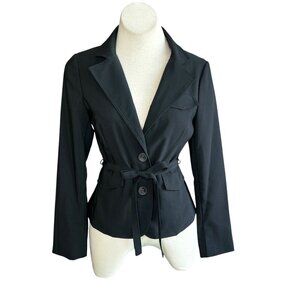 Rampage Black Fitted Belted Jacket Size Medium
